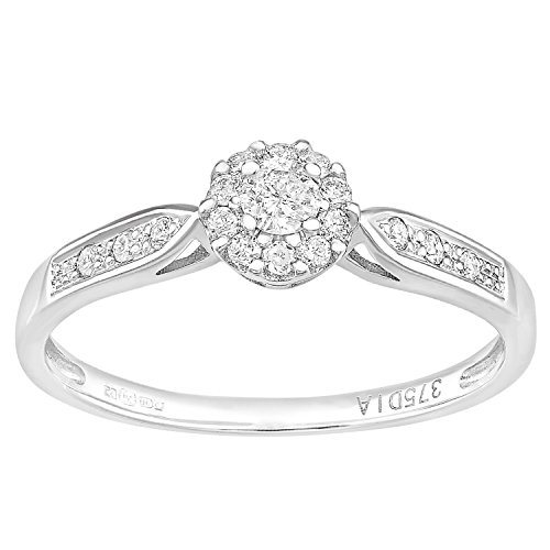 Preisvergleich Produktbild Naava Damen-Ring 9 Karat 375 Weißgold Rundschliff weiß Diamant PR12268WJ