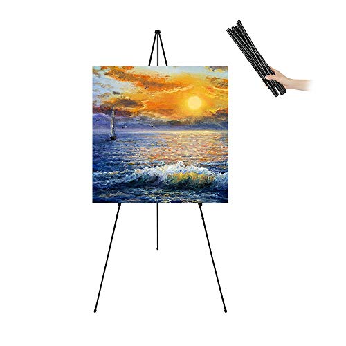 JIUYE 63 Tall Display Easel Stand,Adjustable Folding Poster Easel for Arts Signs Showing,Telescopic Floor Instant Easel Used at Exhibition Lobby,Holds 5lbs,1Pack