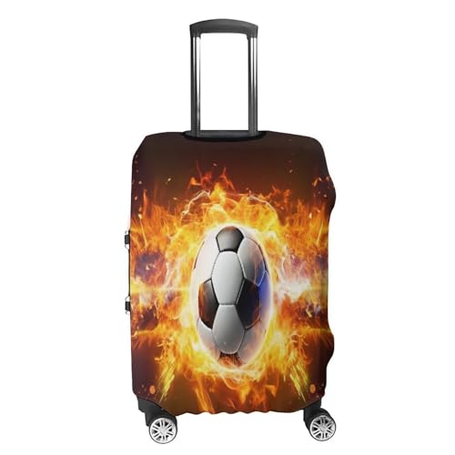 Burning Soccer Ball Travel Luggage Cover Washable Anti-scratch Suitcase Protector Dustproof Protective Cover Case for Wheeled Luggage Fits 19-32 Inch Luggage4