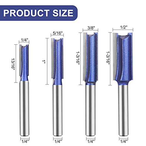 Utrustto UT230005 Professional Double Flute Straight Router Bits 1/4 Inch Shank thumb #1