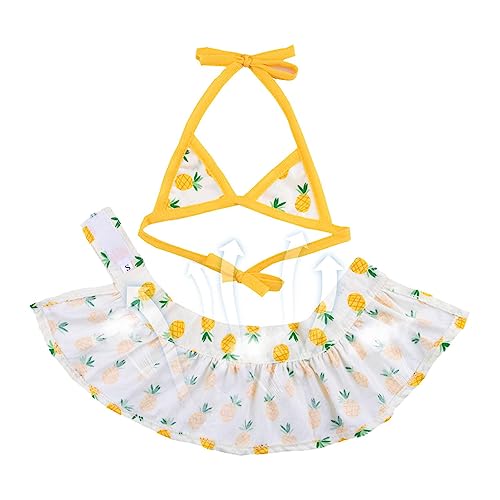 Rianpesn Bañador para Perros Hembra - Bikini con Estampado piña para Perro, baño para Mascotas,baño para Mascotas, Vestido Veraniego para Perros, Ropa para Perros