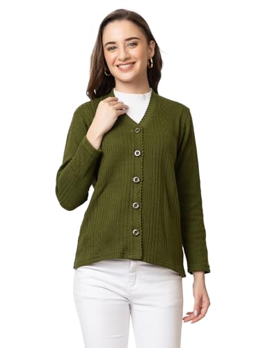 Image of Women's Warm Woolen Cardigan - Stylish Full Sleeve Knitwear for Winter, Cozy & Elegant Sweater