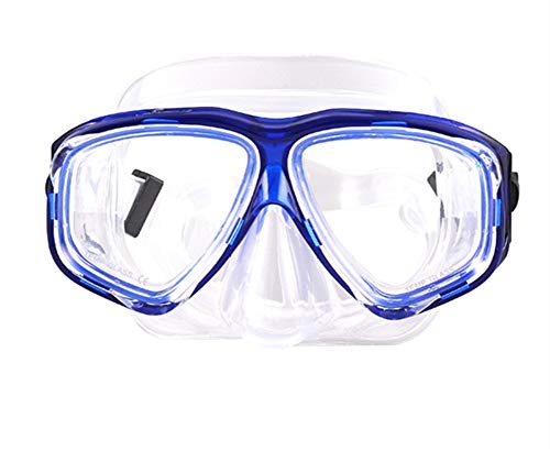 Maschera da Sub Scuba Diving Maschera Trasparente Occhiali con ricetta Immersioni boccaglio Maschera diottrie Mask (Blue, -1.5)