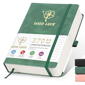Lined Hardcover Notebooks For Work,370 Pages Leather Travel Journal For Women Men,Daily Journaling Notebooks For Note Taking,Lay Flat Note Books For Work,Blank A5 Journal Notebook Diary,College Ruled Notebook Journal For Writing,5.7″×8.4″ (Green)
