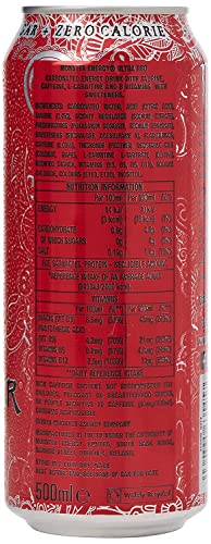 Image of Monster Energy Ultra Red Zero Calorie Energy Drink Pack of 2 Pet Bottle, 2 x 500 ml