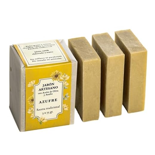 CABRERIZO SOAP JABON DE AZUFRE NATURAL - Jabón de Azufre, 3 ud. de jabón antibacterial - Jabon azufre 3 x 75 g. - Limpiador facial, Jabones artesanales acne espalda - puntos negros, acné y dermatitis