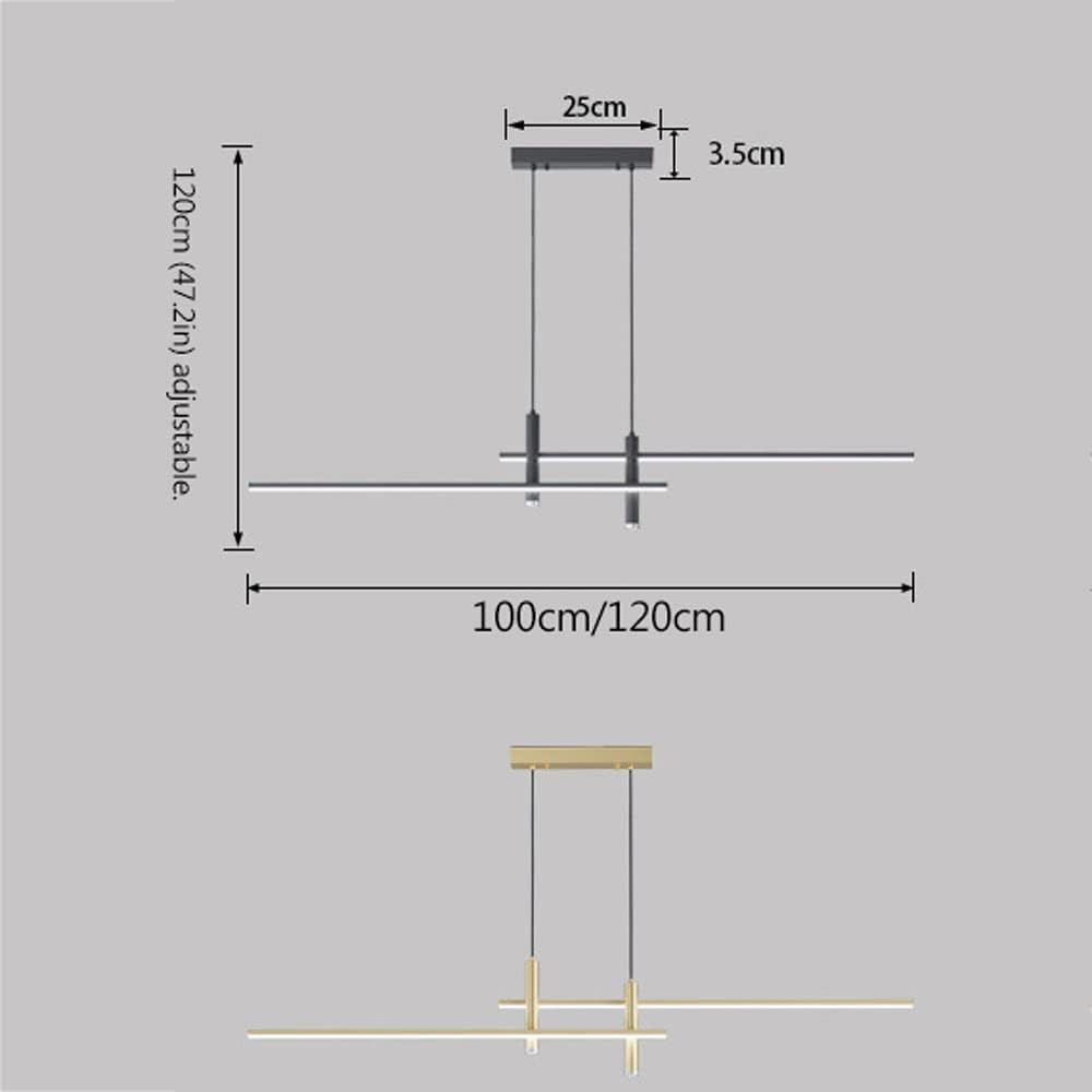 Simplicity 39.4" Linear LED Pendant Light 26W Dimmable Linear Chandelier Lighting Metal Hanging Light Fixture Island Lights Linear Adjustable Height Dinning Room Light