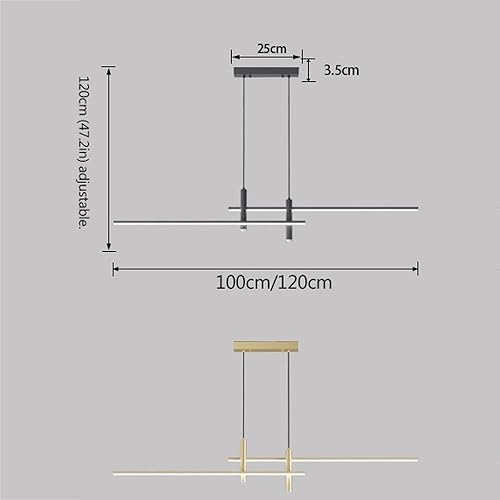 Miniatura 6 de Candelabro LED moderno, Lámpara colgante moderna LED, Simplicity 39.4 "Lineal LED Colgante Luz 26W Regulable Lámpara Lineal Iluminación Metal