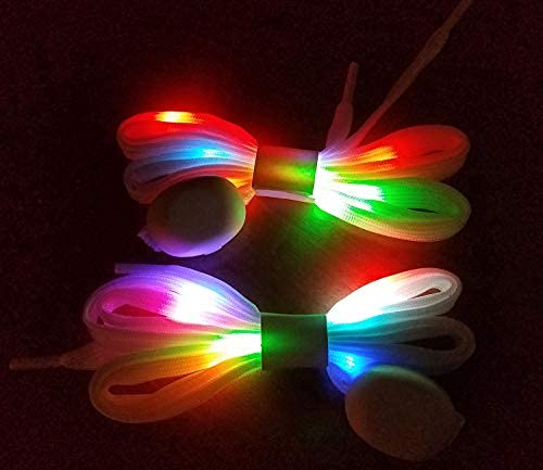 The Noodley Led Light Up Shoe Laces Flashing Colorful Glow In The Dark White Tie Shoelaces Costume Clothes Accessories (7 Color, 45 Inch) #TOP6