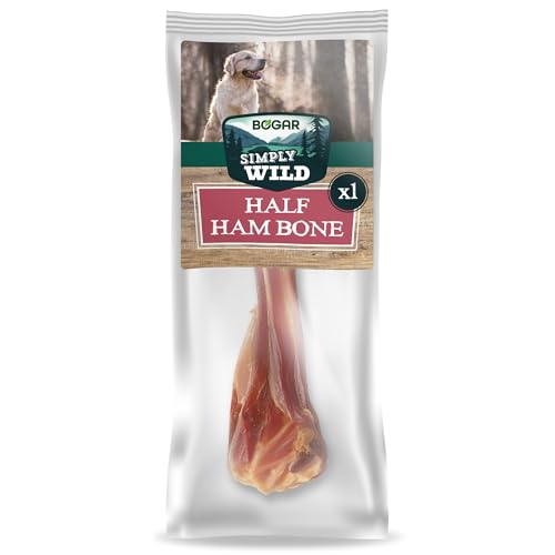 Bogar - Simply Wild - Chuches para Perros - Alimento para Perros como Complemento de la Alimentación - Medio Hueso de Jamón Natural - 100% Cerdo Seco - Ayuda a la Masticación y Salud Dental