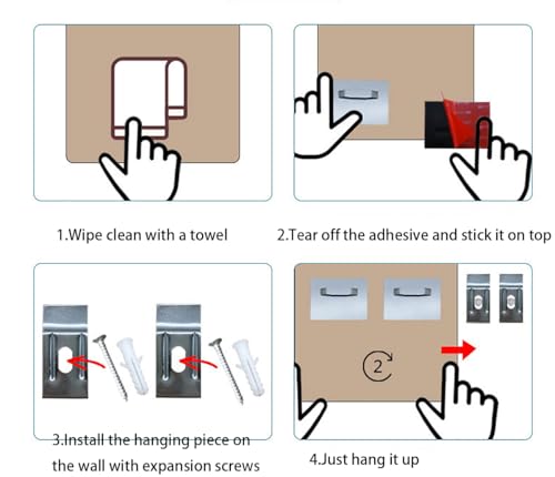 Image of ZCZQC 6PCS 40x40mm Metal with Adhesive Glass Hanging Expansion Screw Expansion Tube Anti Theft Insert Self Adhesive Bathroom Mirror Frame Hanging Piece Picture Frame Hangers
