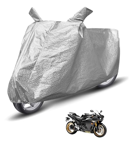 Image of Auto Hub Waterproof Bike Cover Compatible with Yamaha YZF R1 Dustproof, UV Protection Two Wheeler Bike YZF R1 Cover - Metallic Silver