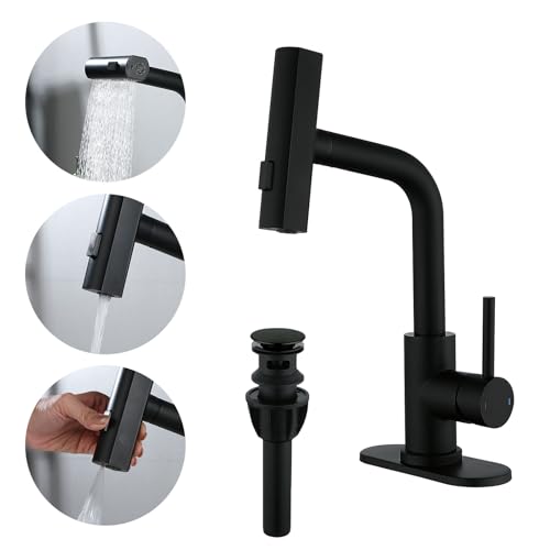 TRIPHIL Waterfall Bathroom Faucets 3 Mode Pull Down