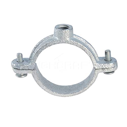 HIGHCRAFT S2PCG-01-10 Industrial Decor 2 Piece Split Ring Pipe Clamp 1 in. Galvanized Iron, with 3/8 in. Rod Fitting, Vintage Mounting Bracket for Tubing, Shower Curtain, Tiki Torch (10 Pack) by HIGHCRAFT - Image 2
