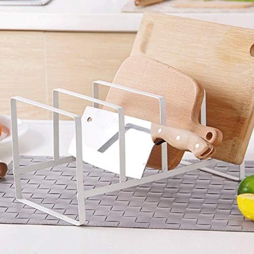 Kitchen Organizer Pot Lid Rack Stainless Steel Spoon Pot Lid Shelf Cooking Dish Rack Pan Cover Stand Kitchen/White (Black)