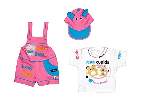 Image of Baby Boy's And Baby Girl's Dungaree Set /Romper Set with T-Shirt And Cap