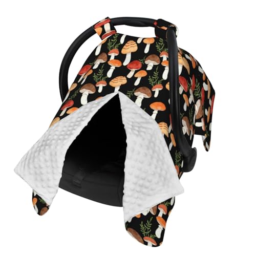 Image of Mushroom Baby Car Seat Canopy Cover Multi Use Shower Gift, Nursing Cover for Mom Nursing Covers, Mushroom Baby Stuff Items