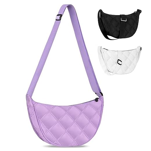 VOBUKE Bolso Cruzado para Mujer Media Luna Bolso de Hombro Pequeña, Bolso Bandolera Cruzado Oxford Impermeables Bolso para Teléfono Móvil Personalizado Crossbody Bag con Correa de Hombro Ajustable