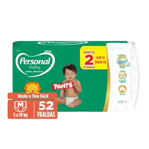 Personal Fralda Baby Total Protect Pants Média, 52 Unidades