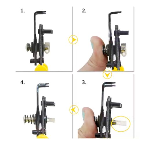 Alicate para Anéis Elásticos com 4 Cabeçotes, Mola Auxiliar, Ângulos 180°/45°/90°, Amarelo