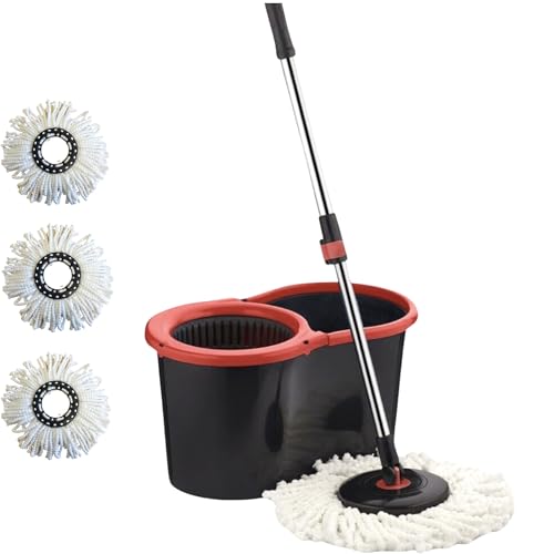 Requisite Needs Smart mop cleaning set – Black edition – Anti-splashing Strong And Sturdy Material – Easy Floor Moping System – 1x Bucket + 3 Replacement Mop Heads – 13 Liter (Mop + Bucket)