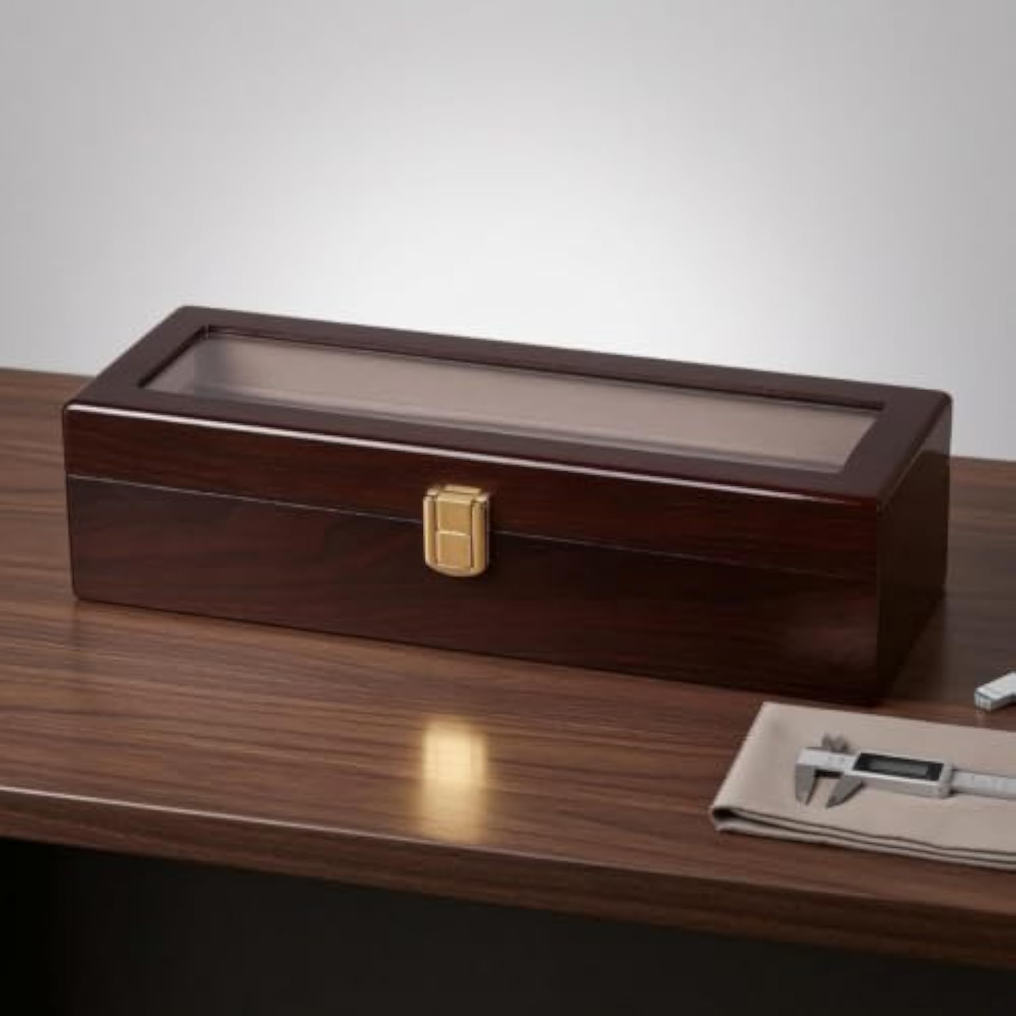 Wooden Watch Storage Box for Collectors, Clear Design