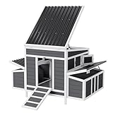 56 Inch Large Chicken Coop with 2 Nesting Boxes, Outdoor Poultry Cage with Waterproof Roof & Pull-Out Tray, Wooden Hen House Rabbit Cage Duck House for Backyard and Farm