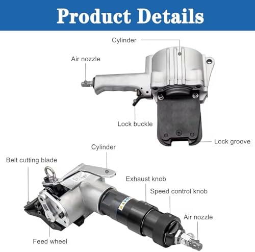 Pneumatic Strapping Tool Set - Heavy-Duty Tensioner & Cutter Sealer for Metal Belt Packaging, Portable, Efficient, Ideal for Industrial Use & Secure Shipping