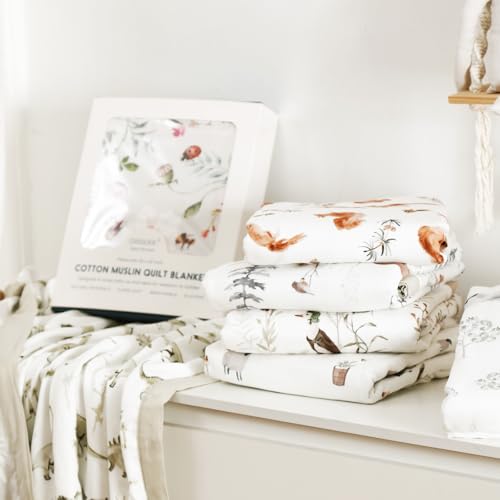 Image of GRSSDER Muslin Cotton Quilt Blanket - Silky Soft and Breathable Baby Blanket Quilt, Oversized Muslin Blankets for Newborns, Toddlers & Kids, 6 Layers Reversible Design for All Seasons, 40 inch x 50 inch