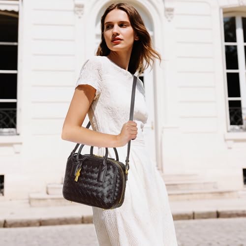 Women's Handmade Woven Top-handle Bag Fashion Leather Shoulder Handbag Crossbody Purse Woven Purse for Women2