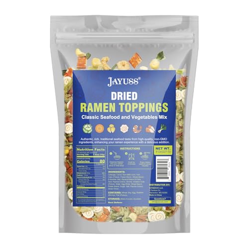 JAYUSS Ramen Toppings Classic Seafood and Vegetables Mix 8 Oz, Traditional Dried Ramen Toppings,...