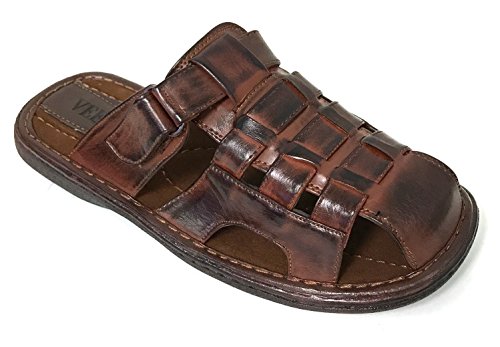 G4U-CTS Men's Sandals Adjustable Strap Closed Toe Slide Casual Fisherman Summer Flip Flops Shoes (7 D(M) US, Brown-008)