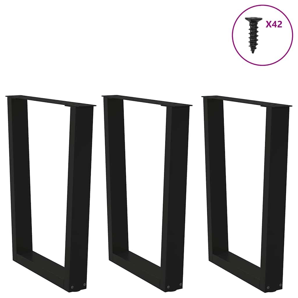 Gambe per tavolo da pranzo a forma di V, 3 pezzi, nero, 70 x 72-73,3 cm, in