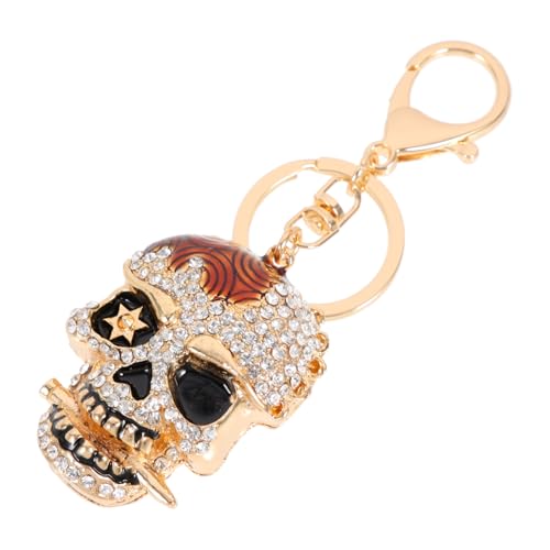 Porte-clés forme de crâne en rhinestones, accessoire luxe pour sac