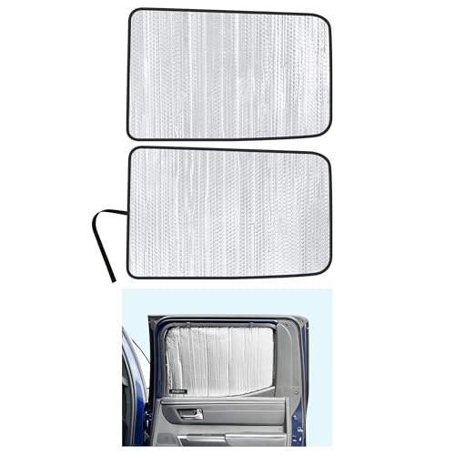 YelloPro Side Window Rear Seat Sunshade (Set of 2) Custom Fit for 2022 2023 2024 2025 Toyota Tundra, 4Dr 4Door Crew Max Cab, Sun Protection UV Reflector Insulated Accessories [Made in USA]