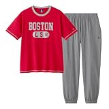 [Champion] チャンピオン 綿100％ ルームウェア Tシャツ素材 【半袖・長パンツ】 天竺 カレッジロゴ メンズ OM3005