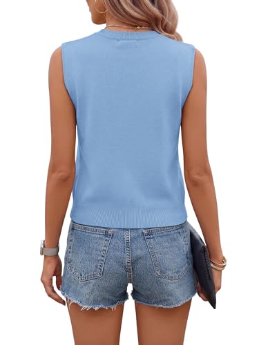 COCCKO Women's Sleeveless Crew Neck Sweater Vest, Knit Button Up Cardigan with Pockets, Summer Business Casual Office 2026 — view 5