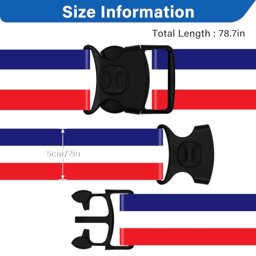 Image of Luggage Straps for Suitcases, Travel Adjustable Belt with Quick Release Buckle, Heavy Duty Nylon Bag Packing Strap, Unique Bright Identifiers Business Travel Accessories (2 Pack) - Red Flag