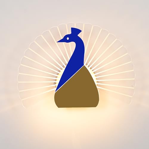 Image of Groeien 15watt LED Sconce Peacock Shape Modern Transparent Indoor Home Acrylic Wall Lamp for Bedroom, Livingroom, Indoor- Warm White (Peacock-15watt, 1)