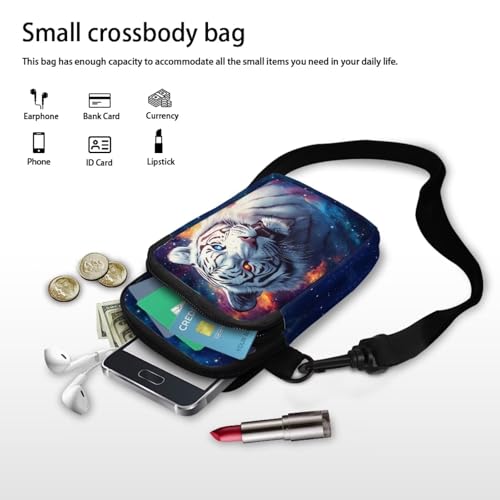 Image of Xpyiqun Galaxy Tiger Purses Crossbody Bags for Women Small Cross Body Canvas Pouch Sling Shoulder Handbag Mini Travel Messenger Bag Zipper Pocket Roomy Travel Work Satchel Phone Purses Organizer