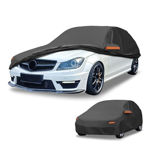 Housse de voiture break 177"-190" bâche auto intégrale noire en aluminium