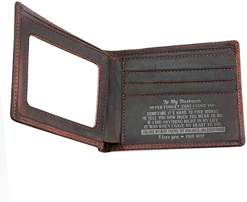 Husband Wallet from Wife,Custom Personailzed Leather Wallet Gift for Husband at Birthday,Valentine's Day,Anniversary