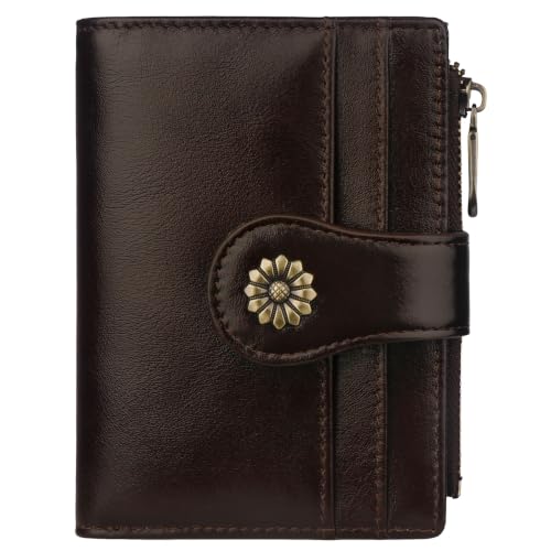 Blucoay Leather Small Wallet Women,Compact Card Holder Wallet