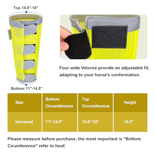 Image of Reflective Horse Fly Boots Set of 4, Loose Fitting Leggings for Horses, Equine Fly Leg Wraps Socks for 4 Legs, Breathable Adjustable and Universal Fit, Reliable Stay Put and on (Yellow)