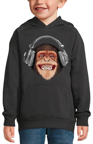 Sweat à capuche singe DJ enfant 12 ans noir vêtement streetwear