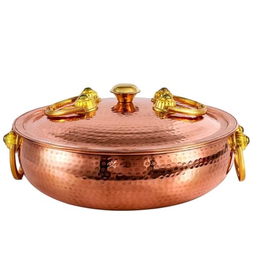 Olla de cocina de cobre y cacerola de doble oreja con tapa 2