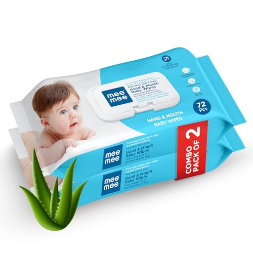 Image of Mee Mee Soft Gentle Baby Wet Wipes (72 Wipes) Pack of 2 | Infused with Aloevera and Vitamin E | Paraben & Sulfate Free | Cleansing Wipes | Wipes Combo for Babies