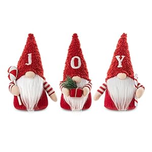 Glitzhome 3 Pack Joy Christmas Gnome, Fabric Gnomes Plush Handmade Xmas Decorations Gift for Holiday Table Decor Glitzhome 3 Pack Joy Christmas Gnome Fabric Gnomes Plush Handmade Xmas Decorations Gift for Holiday Table Decor