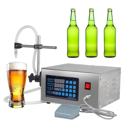 AWUPBDKR Machine de Remplissage de Liquide à tête Unique 5-3500ML Machine d'embouteillage de Remplissage de Bouteille Automatique Commande numérique pour jus, Huile Essentielle, Parfum, Eau