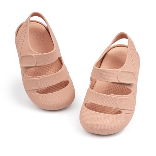 Image of HsdsBebe Little Kids Beach Sandals Toddler Boys Girls Jelly Sandals Closed-Toe With Anti-Slip Rubber Sole Children Summer Outdoor Water Shoes